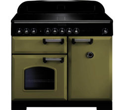 RANGEMASTER  Classic Deluxe 100 Electric Induction Range Cooker - Olive Green & Chrome